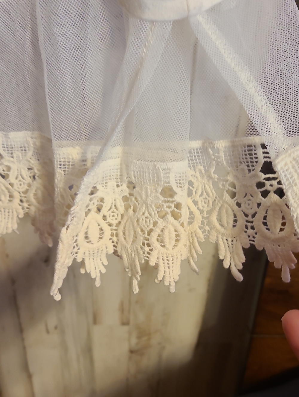 Grace & Lace Cream Long Sleeve Top with Lace Hem - Picture 4 of 6